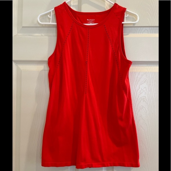 Athleta Tops - ATHLETA red tank with open stitch accents